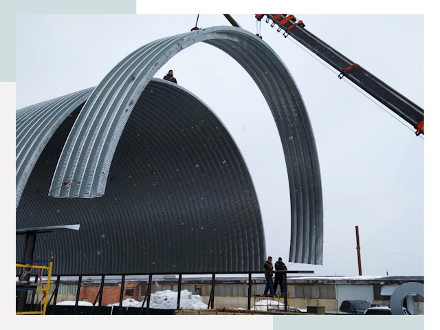 Полукруглые ангары в Протвине